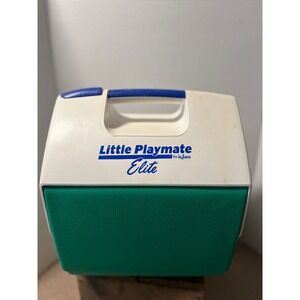 VTG 90s Igloo Little Playmate Elite Cooler Lunch Box Green White Blue Small